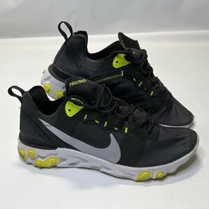Nike React Element 55 Men's Shoes Black Grey Volt Size 9.5 EU 43 BQ6166 001